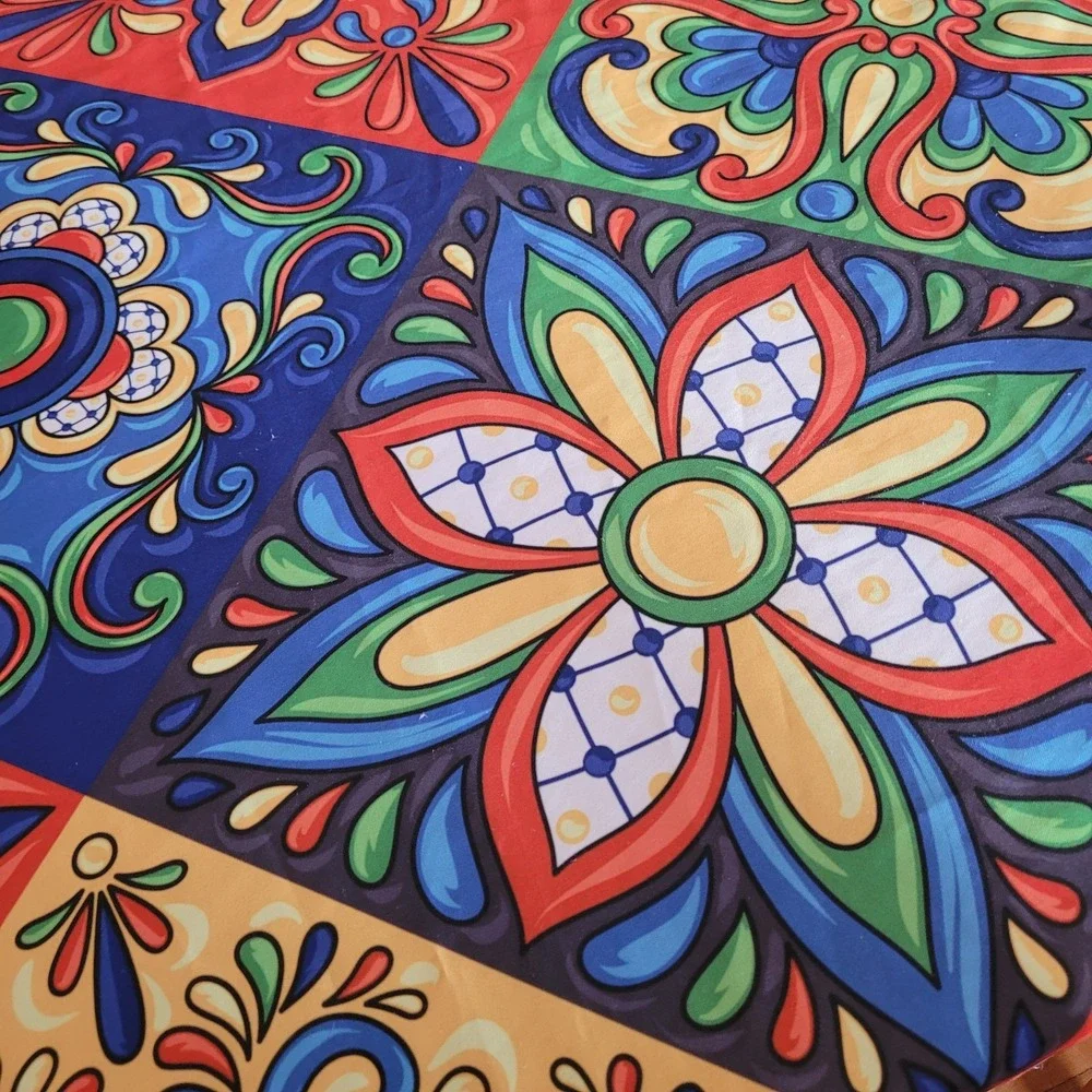 Fiesta Tablecloth 60x88 Indoor Outdoor Polyester Some small holes hard to tell